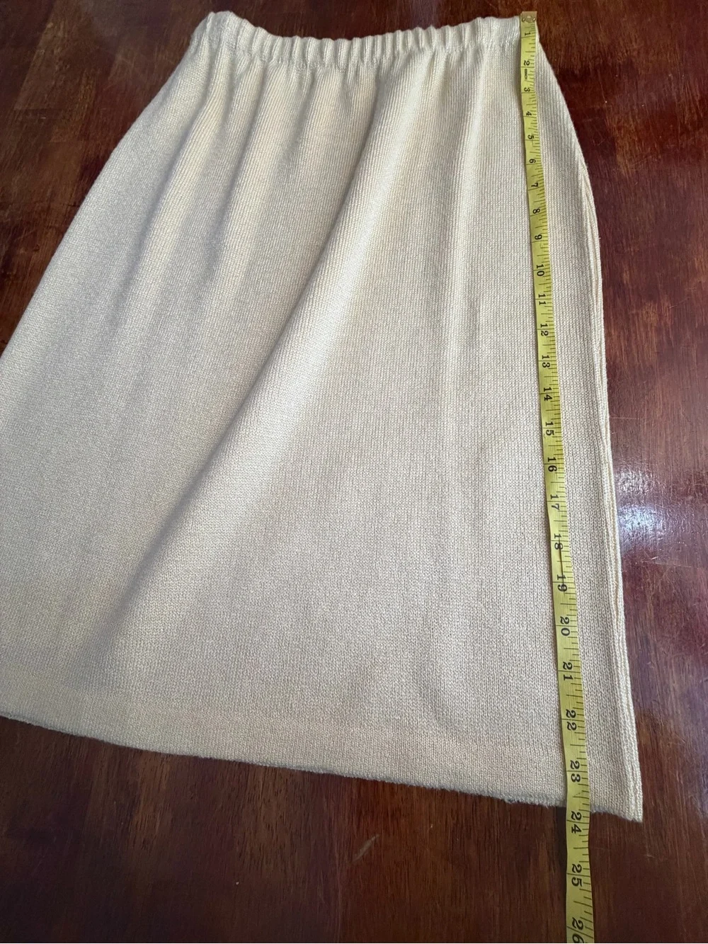 Vintage Butter Yellow Elastic-Waist Knit Skirt Size 6 P Fall Soft Girl Stretch